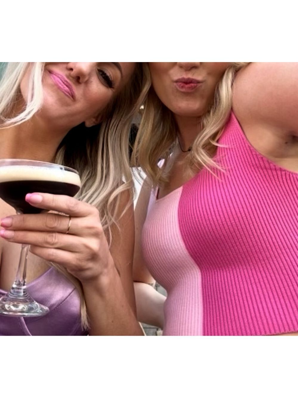Two Tone Pink & Light Pink Ribbed Colorblock Crop Top S